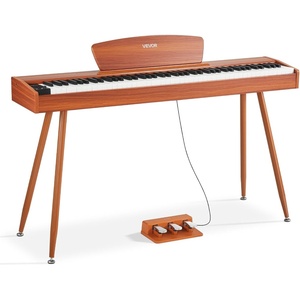 image:imageVEVOR Weighted Digital Piano 88 Keys Fully Weighted Electric Piano Keyboard with Furniture Stand Power Adapter Triple Pedal Record Function 280 Tones Wireless Connection for Beginners BlackBrown