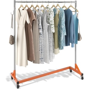 image:imageVEVOR Z Rack Industrial Grade Z Base Garment Rack Rolling Sturdy Steel Z Base Clothing Rack with Lockable Casters for Home Clothing Store Display Orange 3 Sets24 x 63 x 71