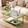 image:imageVEVOR Acrylic Coffee Table 2Tiers Center Table with Open Storage Shelf Modern Rectangle Acrylic Coffe Desk for Living Room Dining Room Kitchen Island Office 315 W x 197 D x 157 H GreenGreen