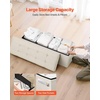 image:imageVEVOR Foldable Storage Ottoman Bench End of Bed Bench with Side Bags Folding Upholstered Storage Chest Supports 660 lbs Linen Bed Ottoman with Large Space for Living Room Bedroom Entryway BeigeBeige