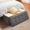 image:imageVEVOR Foldable Storage Ottoman Bench End of Bed Bench with Side Bags Folding Upholstered Storage Chest Supports 660 lbs Linen Bed Ottoman with Large Space for Living Room Bedroom Entryway BeigeGrey