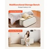 image:imageVEVOR Foldable Storage Ottoman Bench End of Bed Bench with Side Bags Folding Upholstered Storage Chest Supports 660 lbs Linen Bed Ottoman with Large Space for Living Room Bedroom Entryway BeigeBeige