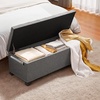 image:imageVEVOR Foldable Storage Ottoman Bench End of Bed Bench with Side Bags Folding Upholstered Storage Chest Supports 660 lbs Linen Bed Ottoman with Large Space for Living Room Bedroom Entryway BeigeGrey