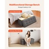 image:imageVEVOR Foldable Storage Ottoman Bench End of Bed Bench with Side Bags Folding Upholstered Storage Chest Supports 660 lbs Linen Bed Ottoman with Large Space for Living Room Bedroom Entryway BeigeGrey