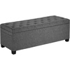 image:imageVEVOR Foldable Storage Ottoman Bench End of Bed Bench with Side Bags Folding Upholstered Storage Chest Supports 660 lbs Linen Bed Ottoman with Large Space for Living Room Bedroom Entryway BeigeGrey