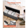 image:imageVEVOR Foldable Storage Ottoman Bench End of Bed Bench with Side Bags Folding Upholstered Storage Chest Supports 660 lbs Linen Bed Ottoman with Large Space for Living Room Bedroom Entryway BeigeGrey
