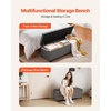 image:imageVEVOR Foldable Storage Ottoman Bench End of Bed Bench with Side Bags Folding Upholstered Storage Chest Supports 660 lbs Linen Bed Ottoman with Large Space for Living Room Bedroom Entryway BeigeGrey