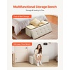 image:imageVEVOR Foldable Storage Ottoman Bench End of Bed Bench with Side Bags Folding Upholstered Storage Chest Supports 660 lbs Linen Bed Ottoman with Large Space for Living Room Bedroom Entryway BeigeBeige