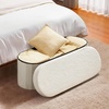 image:imageVEVOR Foldable Storage Ottoman Bench End of Bed Bench with Side Bags Folding Upholstered Storage Chest Supports 660 lbs Linen Bed Ottoman with Large Space for Living Room Bedroom Entryway BeigeBeige