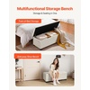 image:imageVEVOR Foldable Storage Ottoman Bench End of Bed Bench with Side Bags Folding Upholstered Storage Chest Supports 660 lbs Linen Bed Ottoman with Large Space for Living Room Bedroom Entryway BeigeBeige