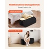 image:imageVEVOR Foldable Storage Ottoman Bench End of Bed Bench with Side Bags Folding Upholstered Storage Chest Supports 660 lbs Linen Bed Ottoman with Large Space for Living Room Bedroom Entryway BeigeBlack