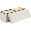 image:imageVEVOR Foldable Storage Ottoman Bench End of Bed Bench with Side Bags Folding Upholstered Storage Chest Supports 660 lbs Linen Bed Ottoman with Large Space for Living Room Bedroom Entryway BeigeBeige