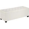 image:imageVEVOR Foldable Storage Ottoman Bench End of Bed Bench with Side Bags Folding Upholstered Storage Chest Supports 660 lbs Linen Bed Ottoman with Large Space for Living Room Bedroom Entryway BeigeBeige