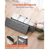 image:imageVEVOR Foldable Storage Ottoman Bench End of Bed Bench with Side Bags Folding Upholstered Storage Chest Supports 660 lbs Linen Bed Ottoman with Large Space for Living Room Bedroom Entryway BeigeGrey