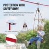 image:imageVEVOR Zipline Kit for Kids and Adult 52 ft Zip Line Kits Up to 330 lb Backyard Outdoor Quick Setup Zipline Playground Entertainment with Zipline Nylon Safety Harness Seat and HandlebarRed65 ft