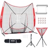 image:imageVEVOR Softball Practice Net Portable Baseball Training Net for Hitting Batting Catching Pitching  Backstop Equipment with Bow Frame Carry Bag Strike Zone Batting Tee7X7FT Set 3