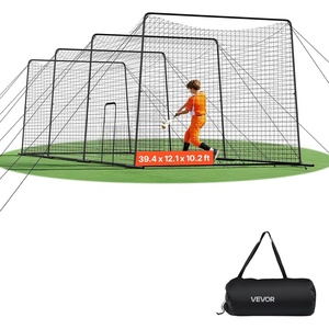image:imageVEVOR Baseball Batting CageProfessional Softball Baseball Batting Hitting Training NetHeavy Duty Enclosed PE Practice Portable Pitching Cage NetampCarry Bagfor BackyardFieldIndoorampOutdoor39 FT Carbon Steel Frame