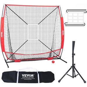 image:imageVEVOR Softball Practice Net Portable Baseball Training Net for Hitting Batting Catching Pitching  Backstop Equipment with Bow Frame Carry Bag Strike Zone Batting TeeNetTee