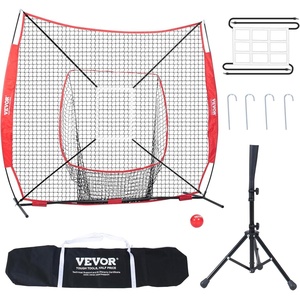 image:imageVEVOR Softball Practice Net Portable Baseball Training Net for Hitting Batting Catching Pitching  Backstop Equipment with Bow Frame Carry Bag Strike Zone Batting Tee7X7FT Set 1