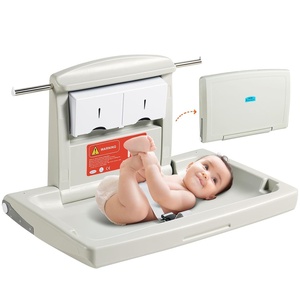 image:imageVEVOR WallMounted Baby Changing Station Horizontal Foldable Diaper Change Table with Safety Straps and Hanging Rods Use in Commercial Bathrooms Daycare Centers for Newborns amp InfantWallMounted Diaper Changing Station