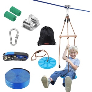 image:imageVEVOR Zipline Kit for Kids and Adult 52 ft Zip Line Kits Up to 330 lb Backyard Outdoor Quick Setup Zipline Playground Entertainment with Zipline Nylon Safety Harness Seat and HandlebarBlue52 ft