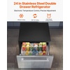 image:imageVEVOR 24 Inch Under Counter Drawer Refrigerator Stainless Steel Dual Drawer Fridge with Temperature Control Outdoor Refrigerator with Powerful Compressor amp LED Display Fit for Home Office etc