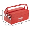 image:imageVEVOR Metal Tool Box 14inch 2Tier 3Tray Portable Folding Tool Chest Organizer with Handle amp Lock Hole Powder Coated Steel Cantilever Toolbox for Household Factory Warehouse Repair Shop Red2 Tier3 Tray