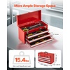 image:imageVEVOR Metal Tool Box 205inch Portable Metal Tool Box with 3 Drawers Small Tool Chest with EVA Liners Ball Bearing Slide Drawers Locking amp Powder Coated Finish MultiFunction Tool Organizer Red