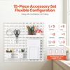 image:imageVEVOR Pegboard Combination Kit 11 x 11 Plastic Pegboard 4 Panels Peg Board Wall Organizer Kit with Accessories for Garage Tool Storage Kitchen Living Room Craft Room Office Bathroom Home White