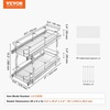 image:imageVEVOR Pull Out Cabinet Organizer 14 Wx212 Dx152 H Heavy 2 Tier Duty Slide Out Pantry Shelves ChromePlated Steel Roll Out Drawer for Under Sink 155 Wx225 Dx19 H Install Size for Cabinet85W x 21D x152H