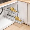 image:imageVEVOR Pull Out Cabinet Organizer 14 Wx212 Dx152 H Heavy 2 Tier Duty Slide Out Pantry Shelves ChromePlated Steel Roll Out Drawer for Under Sink 155 Wx225 Dx19 H Install Size for Cabinet85W x 21D x152H