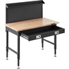 image:imageVEVOR Workbench Adjustable Height 28395 Work Bench for Garage Oak Plank amp Carbon Steel Heavy Duty Workbench 2000lbs Weight Capacity top Size 48x24 Hardwood Workbench 3m Cable 30 Hooks Blackadjustable