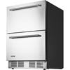 image:imageVEVOR 24 Inch Under Counter Drawer Refrigerator Stainless Steel Dual Drawer Fridge with Temperature Control Outdoor Refrigerator with Powerful Compressor amp LED Display Fit for Home Office etc