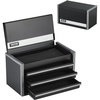 image:imageVEVOR Metal Tool Box 86inch Portable Metal Tool Box with 3 Drawers Small Tool Chest with EVA Liners and PP Feet Pads HeavyDuty Steel With Ball Bearing Opening and Powder Coated Finish Black