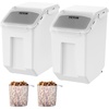 image:imageVEVOR Rice Storage Container 45Gallon20L x2 Capacity Large Dog Food Dispenser Bin Kitchen Ingredient Grain Cereal Flour Bin Pet food Containers with Wheels 2 Measuring Cups Airtight Lid 2 Pack35 Gallon2