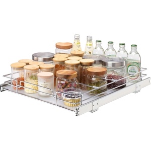 image:imageVEVOR 155 Wx21 Dx35 H Pull Out Cabinet Organizer Heavy Duty Slide Out Pantry Shelves ChromePlated Steel Roll Out Drawers Storage for Home Under Sink 17 Wx22 Dx7 H Install Size for Cabinet185Wx21D