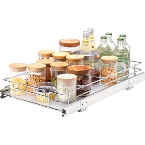image:imageVEVOR 155 Wx21 Dx35 H Pull Out Cabinet Organizer Heavy Duty Slide Out Pantry Shelves ChromePlated Steel Roll Out Drawers Storage for Home Under Sink 17 Wx22 Dx7 H Install Size for Cabinet11Wx21D