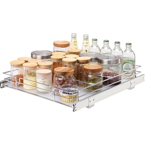 image:imageVEVOR 155 Wx21 Dx35 H Pull Out Cabinet Organizer Heavy Duty Slide Out Pantry Shelves ChromePlated Steel Roll Out Drawers Storage for Home Under Sink 17 Wx22 Dx7 H Install Size for Cabinet155Wx21D