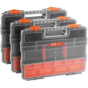 image:imageVEVOR 3Pack Small Parts Organizer 21 Compartments Tools Organizer Box with Removable Dividers PP Hardware Storage Box with Safety Latch amp Portable Handle for Nuts Bolts Screws NailsTool Boxes3PC