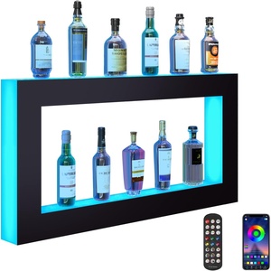 image:imageVEVOR LED Lighted Liquor Bottle Display 3 Tiers 30 Inches Supports USB Illuminated Home Bar Shelf with RF Remote amp App Control 7 Static Colors 14 H Timing Acrylic Lighted Shelf for 24 Bottles2 Tiers 48 Inches