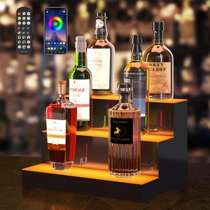 image:imageVEVOR LED Lighted Liquor Bottle Display 3 Tiers 30 Inches Supports USB Illuminated Home Bar Shelf with RF Remote amp App Control 7 Static Colors 14 H Timing Acrylic Lighted Shelf for 24 Bottles3 Tiers 16 Inches