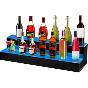 image:imageVEVOR LED Lighted Liquor Bottle Display 3 Tiers 30 Inches Supports USB Illuminated Home Bar Shelf with RF Remote amp App Control 7 Static Colors 14 H Timing Acrylic Lighted Shelf for 24 Bottles2Step 40 inch