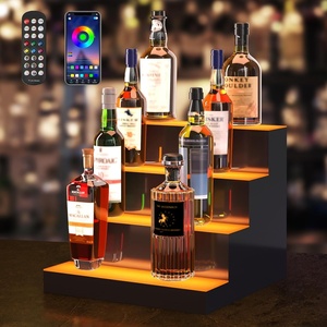 image:imageVEVOR LED Lighted Liquor Bottle Display 3 Tiers 30 Inches Supports USB Illuminated Home Bar Shelf with RF Remote amp App Control 7 Static Colors 14 H Timing Acrylic Lighted Shelf for 24 Bottles4 Tiers 16 Inches