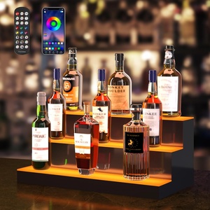 image:imageVEVOR LED Lighted Liquor Bottle Display 3 Tiers 30 Inches Supports USB Illuminated Home Bar Shelf with RF Remote amp App Control 7 Static Colors 14 H Timing Acrylic Lighted Shelf for 24 Bottles3 Tiers 24 Inches