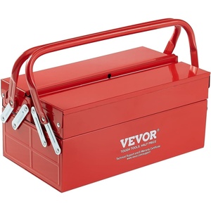 image:imageVEVOR Metal Tool Box 14inch 2Tier 3Tray Portable Folding Tool Chest Organizer with Handle amp Lock Hole Powder Coated Steel Cantilever Toolbox for Household Factory Warehouse Repair Shop Red2 Tier3 Tray