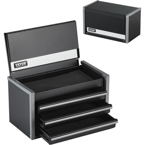 image:imageVEVOR Metal Tool Box 86inch Portable Metal Tool Box with 3 Drawers Small Tool Chest with EVA Liners and PP Feet Pads HeavyDuty Steel With Ball Bearing Opening and Powder Coated Finish Black