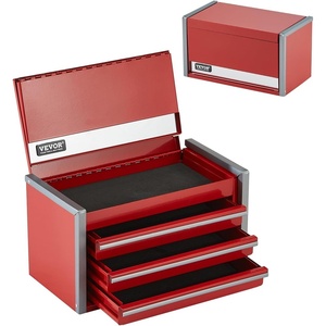 image:imageVEVOR Metal Tool Box 86inch Portable Metal Tool Box with 3 Drawers Small Tool Chest with EVA Liners and PP Feet Pads HeavyDuty Steel With Ball Bearing Opening and Powder Coated Finish Red