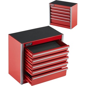image:imageVEVOR Metal Tool Box 86inch Portable Metal Tool Box with 5 Drawers Small Tool Chest with EVA Liners and PP Feet Pads HeavyDuty Steel With Ball Bearing Opening and Powder Coated Finish Red