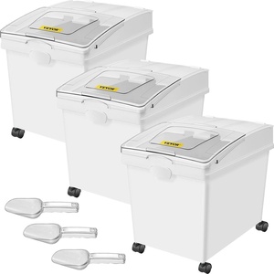 image:imageVEVOR Rice Storage Container 45Gallon20L x2 Capacity Large Dog Food Dispenser Bin Kitchen Ingredient Grain Cereal Flour Bin Pet food Containers with Wheels 2 Measuring Cups Airtight Lid 2 Pack105 Gallon 3 Set