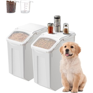 image:imageVEVOR Rice Storage Container 45Gallon20L x2 Capacity Large Dog Food Dispenser Bin Kitchen Ingredient Grain Cereal Flour Bin Pet food Containers with Wheels 2 Measuring Cups Airtight Lid 2 Pack45 Gallon2